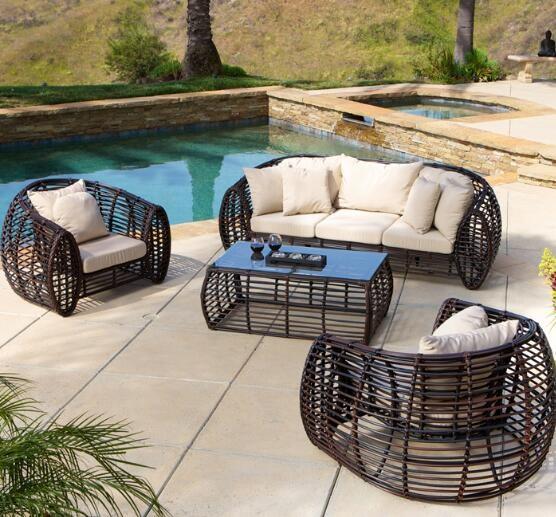 Poly Rattan wicker patio Backyard Sofa sets Leisure Aluminium Outdoor Garden sofa furniture