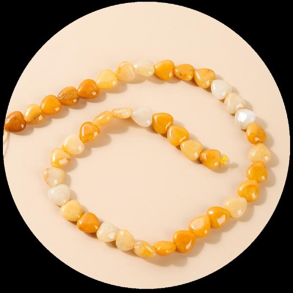 Rose Quartz Carnelian Gem Bead Natural Crystal Heart Shape Stone Loose Bead Strands For Bracelets