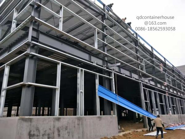 Frame Welded Steel Structure Workshop Hot Dip Galvanized Painted Surface