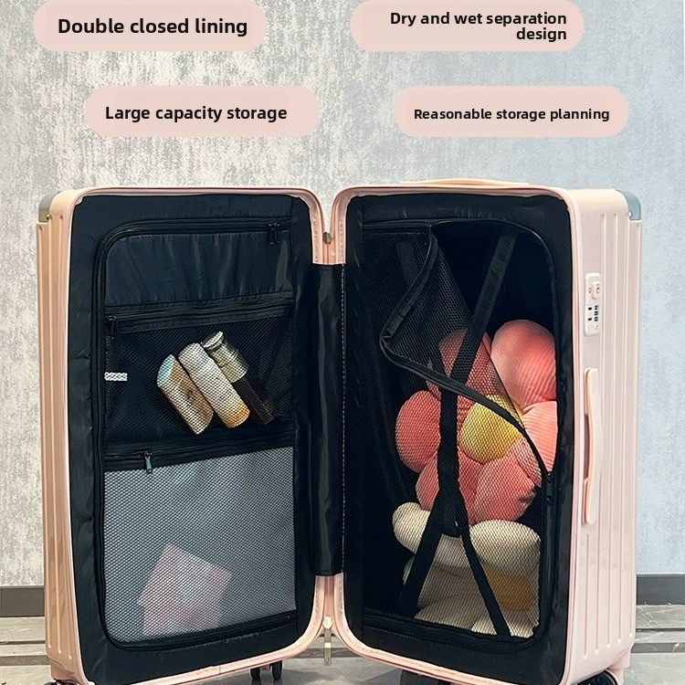 Fashionable Business Travel Luggage Roller Bag Large Lightweight Suitcase With Cup Holder