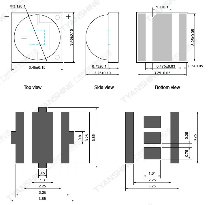 Ceramic SMD3535 LED 10Watt Red Green Blue White PC-Amber Lime Cyan XPG LED 2500mA
