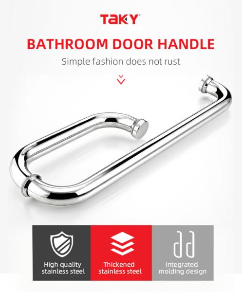 Stainless Steel 304 Shower Room L Type Door Handle Polished Chrome Shower Glass Door Handle