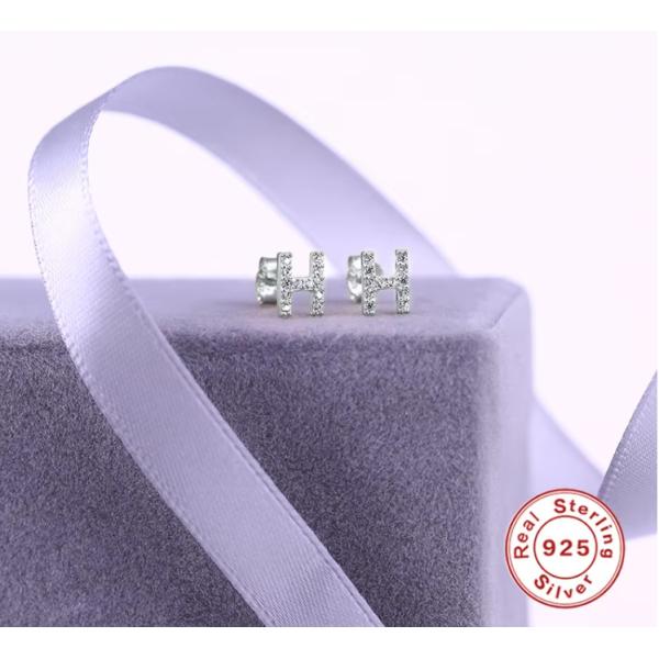 Des boucles d'oreilles en argent de la mode en argent sterling A-z Alphabets 18k or plaqué 925 Boucles d'oreilles en argent