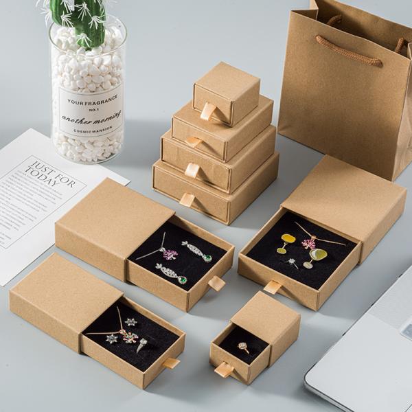 Boîtes de bijoux en papier kraft Emballage pour anneaux Colliers Boucles d'oreilles Bracelets