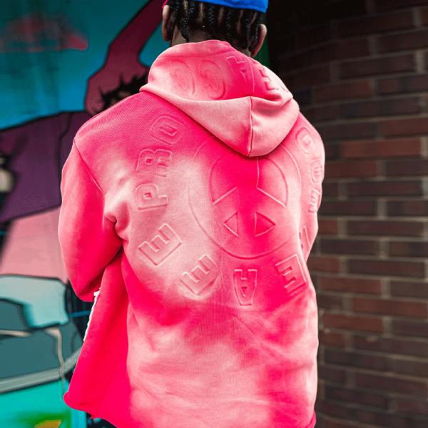 Logotipo en relieve 3D personalizado con sudadera de lavado con ácido de gran tamaño