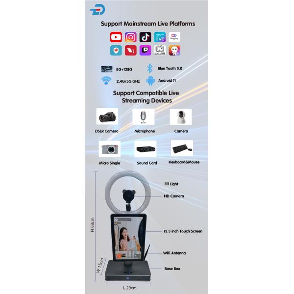 2Máquina de transmissão de vídeo ao vivo com câmera múltipla de.4GHz com comutador de vídeo de 13,3