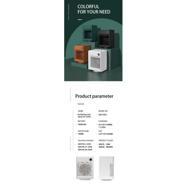 4000mAh Battery Air Cooler Fan 300ml Tank Table Mini Air Cooling Fan