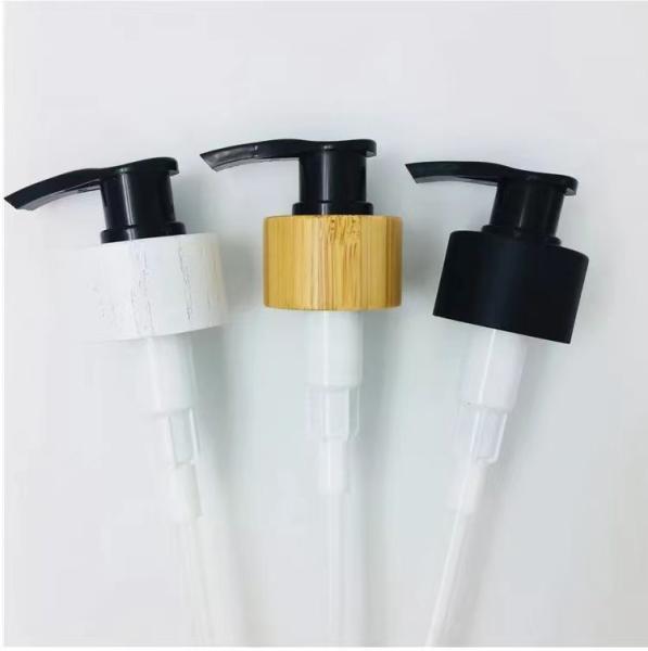 Wood Bamboo Cosmetic Lotion Liquid Soap Dispenser Sprayer Pump 24 / 28mm