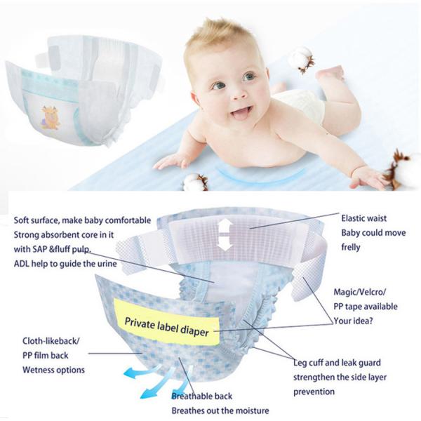 Natural Plain Woven Disposable Baby Diapers USA Pulp Japanese SAP