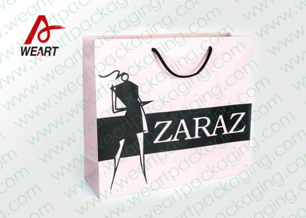 Golden Satin Ribbon Large Custom Paper Shopping Bags Boutique Application