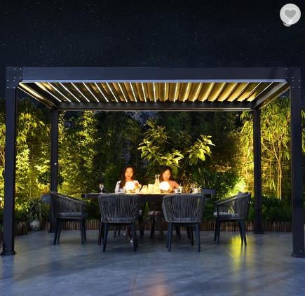 Adjustable Waterproof Retractable Roof Gazebo Aluminum Pergola With Adjustable Louvers