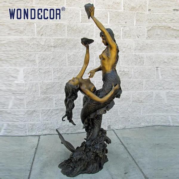 Подгонянная в натуральную величину статуя бронзы русалки украшения сада outdoors