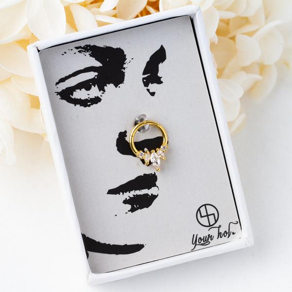 Les femmes piercing du corps en acier inoxydable bijoux Zircon septum clicker Hoop ODM