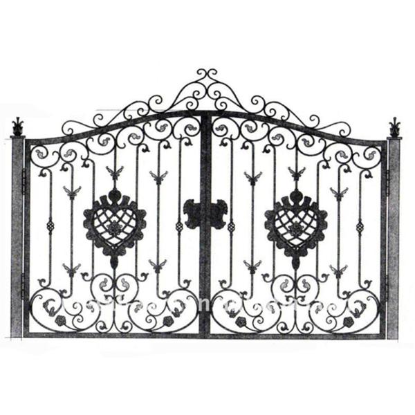 Security Entrance Cast Iron Decor Gate / Double Entry Ornamental Metal Gates
