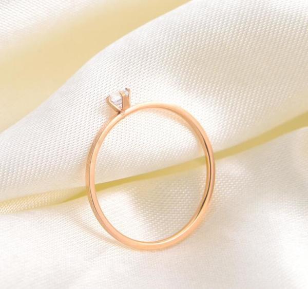 Fashion Jewelry Diamond Wedding  Rings Stainless Steel Diamond Ladies Ring 24K Rose Golden Ring