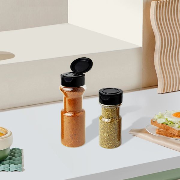 Clear PET Bottle BBQ Condiment Seasoning Plastic Salt Shakers Jar PET Spice Bottles Dry Food