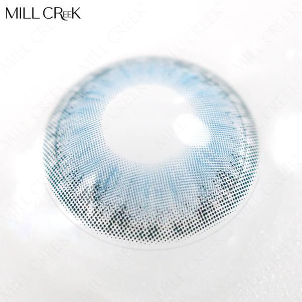 Custom Logo Nougat Blue Eye Contact Lenses Triple Tone 14.2mm