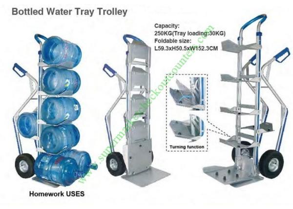 Aluminum Bottled Water Tray Wire Shopping Trolley , Heavy Duty Foldable Hand Truck With Wheels