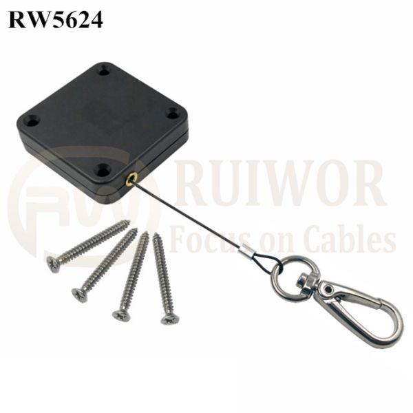 RW5624 Square Heavy Duty Retractable Cable Plus Key Hook