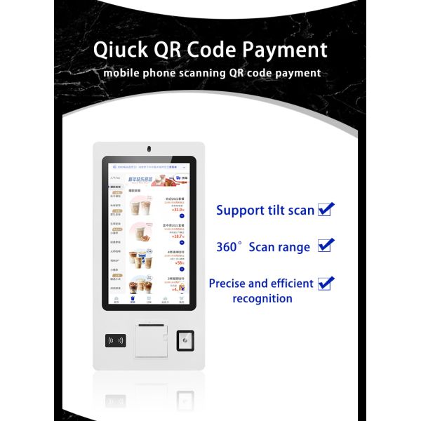 21.5 Floor Standing Self Ordering Kiosk Restaurant Self Service Payment Terminal with 80mm Receipt Printer OEM
