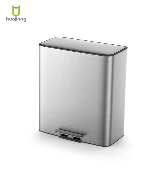 Rolling Cover Type 28L*2 Stainless Steel Soft Close Square Pedal Trash Bin for Office and Living Room