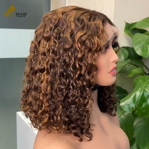 Beginner Friendly Water Wave Minimalist Lace Glueless Short Curly Wig