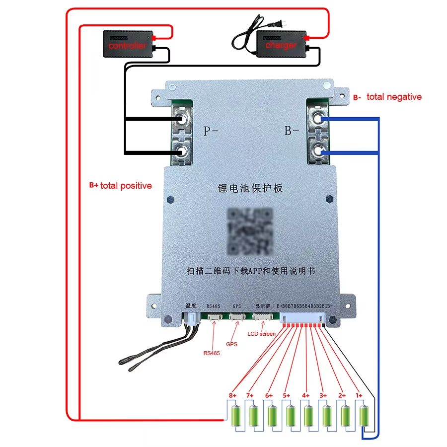 B2A8S20P Lithium‑ion Battery BMS Board 4S 8S 200A JK‑Smart BMS 100 Amp 12V 24V 48V JBD Smart JK BMS LiFePO4