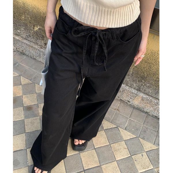 Wholesale Custom Oversized Drawstring Women'S Pants & Trousers Track Baggy Plus Size Formal Wide Leg Jeans Pants for Women