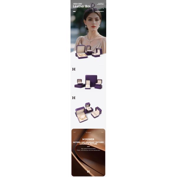 Premium Square Purple Pu Leather Jewelry Box for Jewelry Set