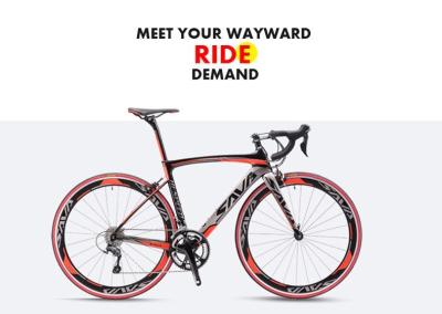 Bicicleta vermelha preta 9.6kg da estrada da velocidade de SHimano SORA 18 com a roda 700C