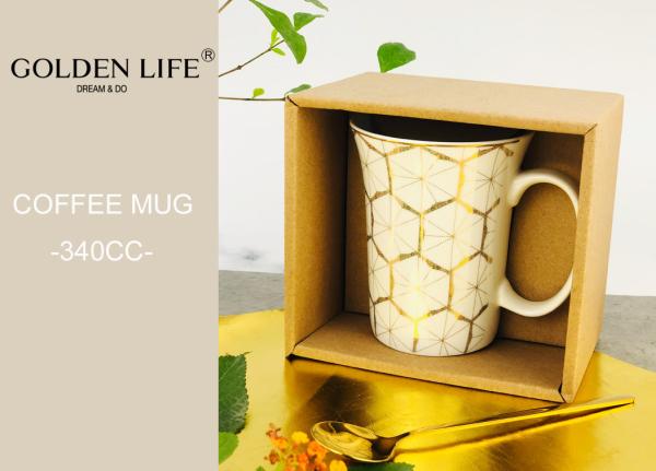 Trumpet Shape Christmas Themed Mugs 340ml 12OZ Capacity Real Gold Densign