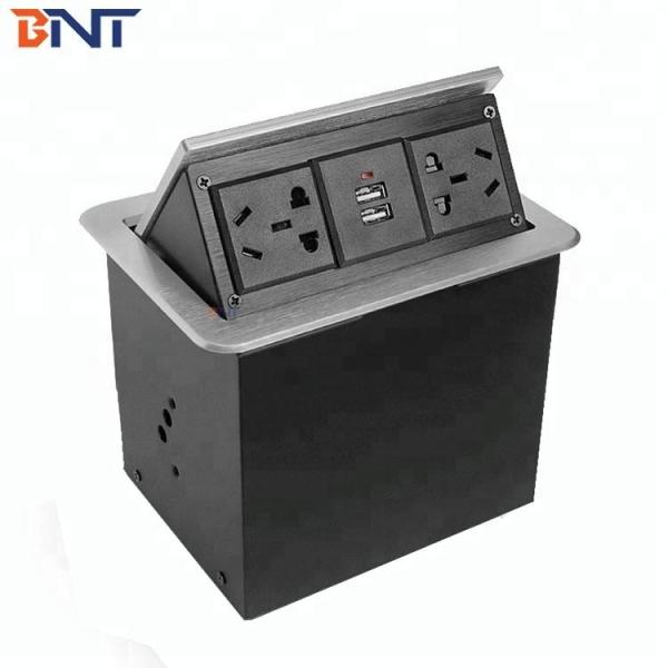 Office Floor Outlet for Desktop Hydraulic Pop Up Type Power Socket with Aluminum Alloy Panel