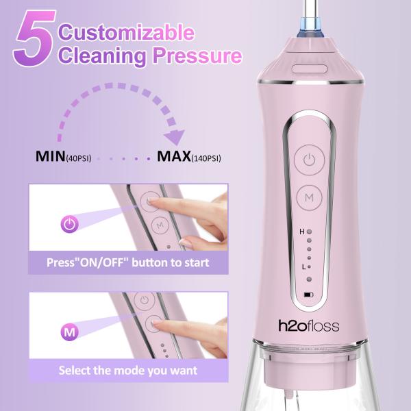 5 Cleaning Modes Electric Water Flosser Dental Irrigator 400ml Ipx7 Portable
