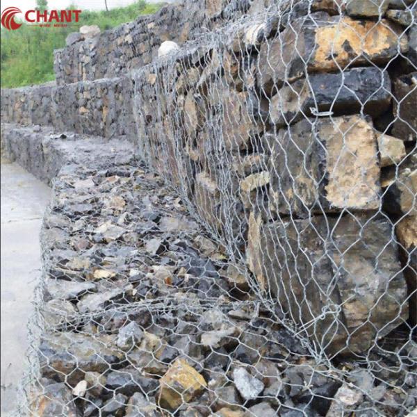 4x1x1 Mesh Size 80*100 Silver Double Twist  Woven Wire Mesh Gabion Baskets Hexagonal Wire Mesh