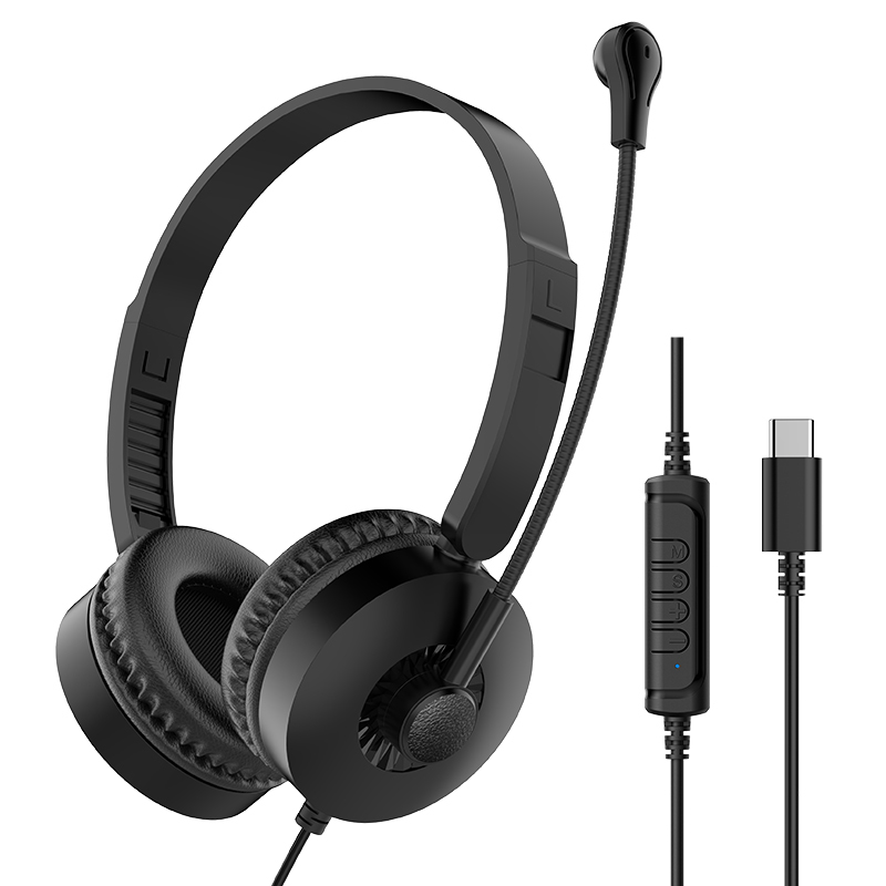 JTY- K3 Head mounted wired headphones with microphone and wired control USB/Type-C/3.5mm multi interface online course learning, customer service, computer headset support OEM/ODM customized products
