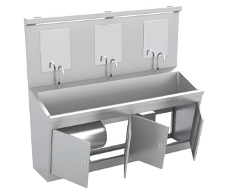 YANING Stainless Steel Surgical Scrub Sink Hands Free Knee Operation Multi Station