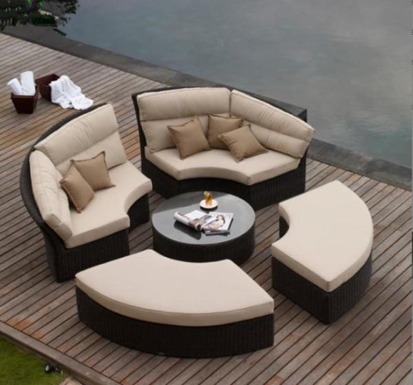 Rattan Wicker Chaise Lounge Chair Set Modern Poly Patio Canopy Sunproof Lounger