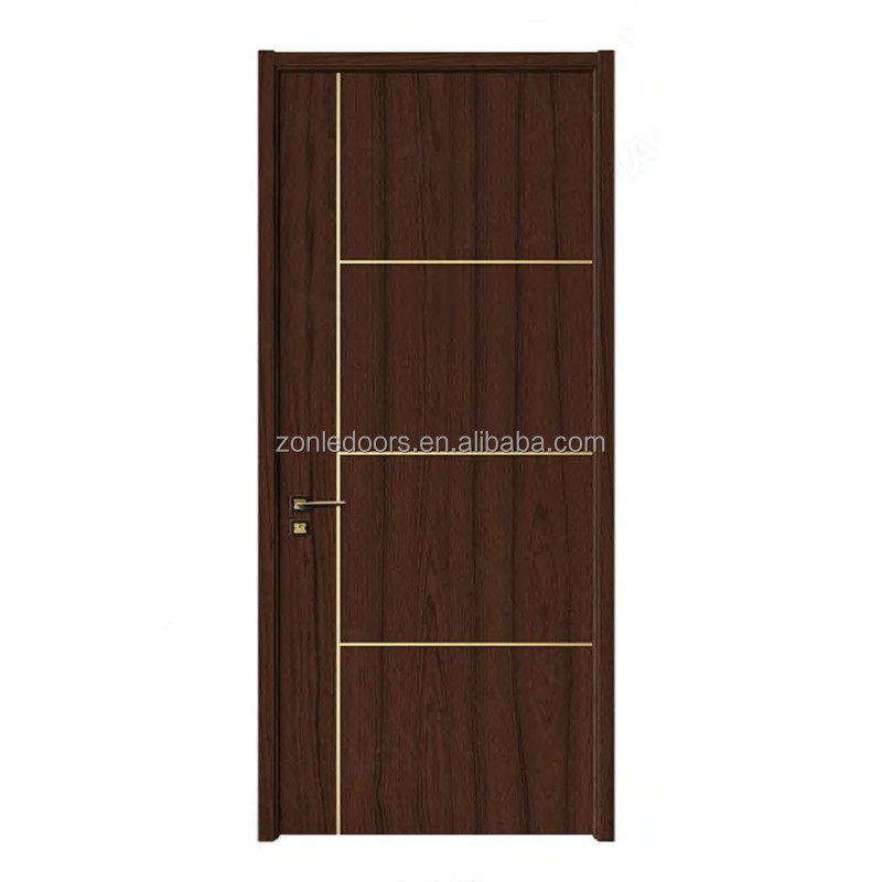 Prehung WPC Shaker Door Exterior Flush Front Entrance Bedroom Other Interior Single Slab Wood Doors Design With Smart Lock