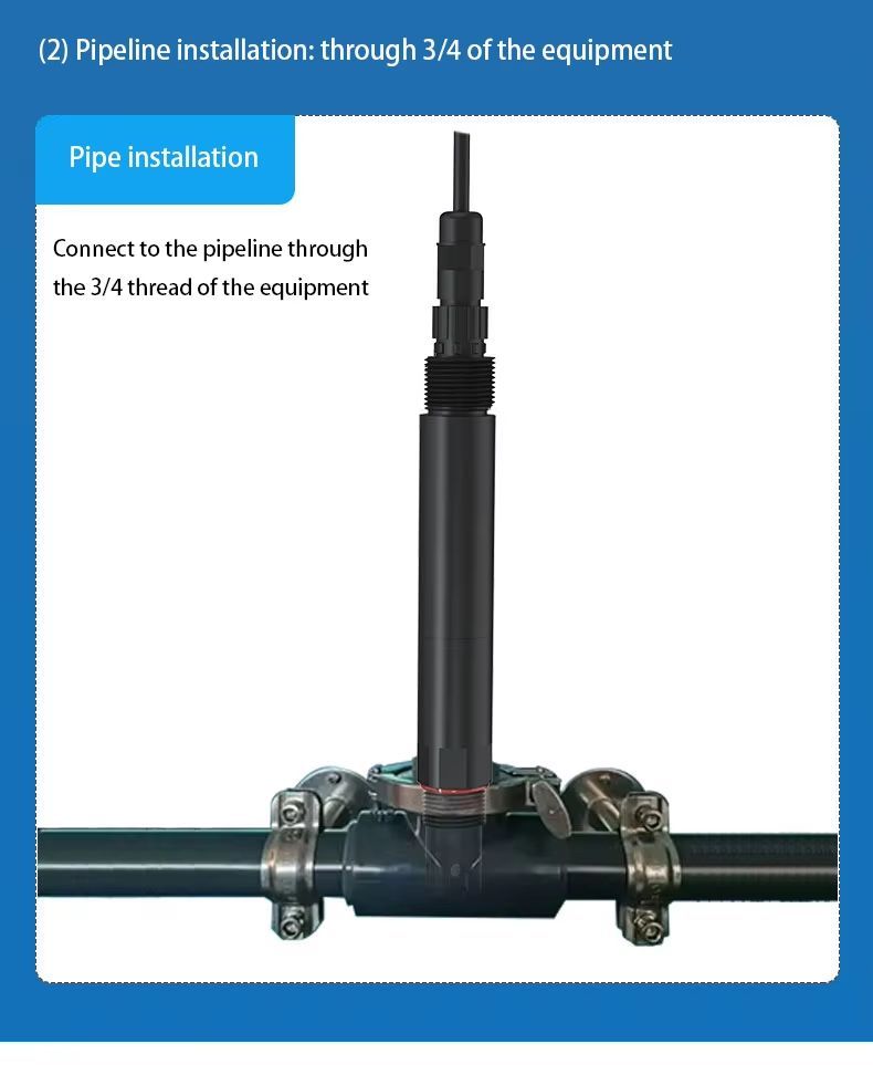RS-485 Modbus/RTU Online Potassium Ion Sensor IP68 Protection, 3/4NPT Immersion Installation