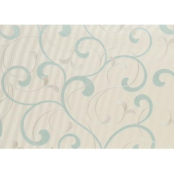 Embossed Vinyl Interior Decorating Wallpaper , Silver and Green Contemporary Wallpaper