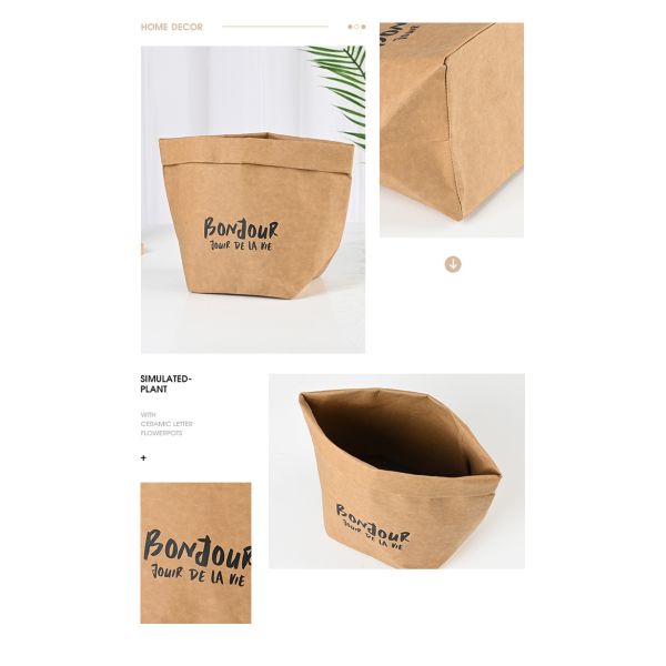 Manufacturer Wholesale Nordic-Style Washable Kraft Paper Bags Water-Resistant Tear-Proof Refrigerator Storage Bags Reusable