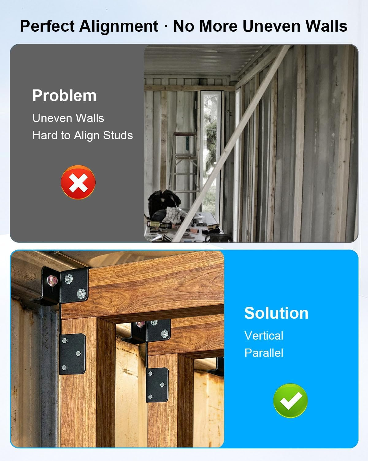 Shipping Container Brackets, Heavy Duty Stud Framing Kit for 2x4 2x6 Lumber | Interior Container Framing Support, Heavy Duty Steel Brackets for Insulation, Walls, Ceilings and DIY Conversion Projects