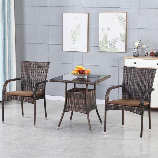 Garden Chair Set 7-Piece Wicker Patio Dining Furniture with Rectangular and Round Table