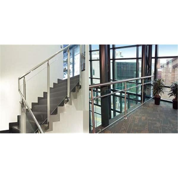 Commercial Frameless Glass Deck Railing Systems Stainless Steel Round Post