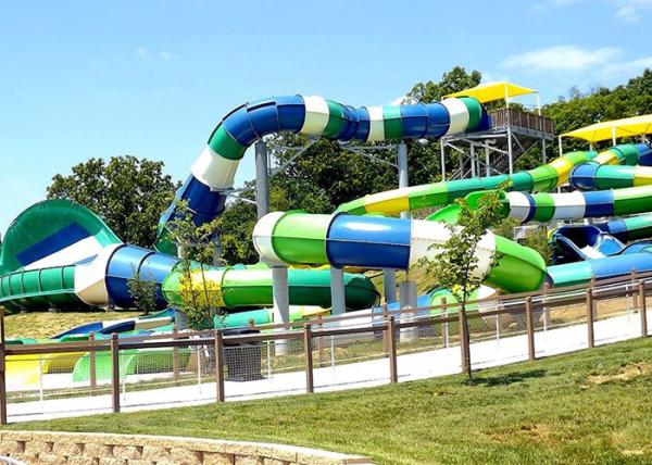 High Speed Long Fiberglass Water Slides Outdoor Play Equipment Customized Color And Size