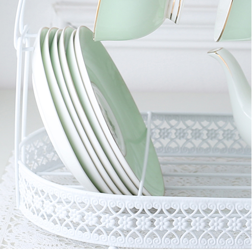 Gold Plated Six Hooks Tea Cup Holder Stand For Decoration