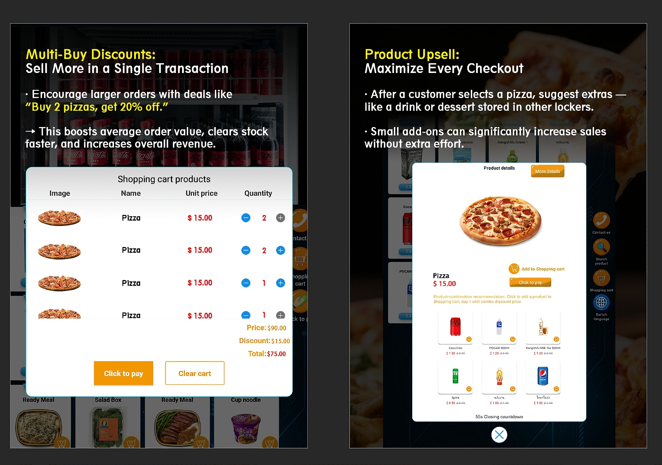 WEIMI Pizza Vending Machine with Microwave For Pizza Shop Owners