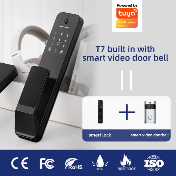RoHs Auto Smart Door Lock With HD Camera Cat Eye Tuya APP
