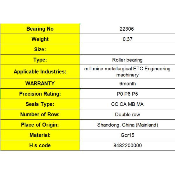 Abra o tipo rolamento de rolo esférico 22306 22307 dos selos garantia de 3 meses