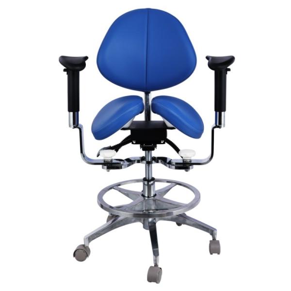 Ergonomic Split Saddle Seat Dentist Stool Luxury Micro Fiber Leather Dental Swivel Saddle Chair